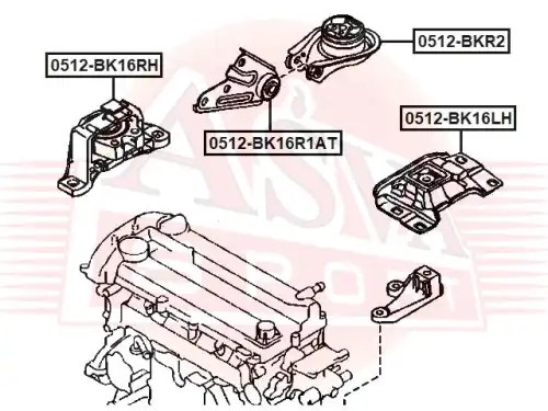 Подушка двигателя 0512-BK16R1AT ASVA
