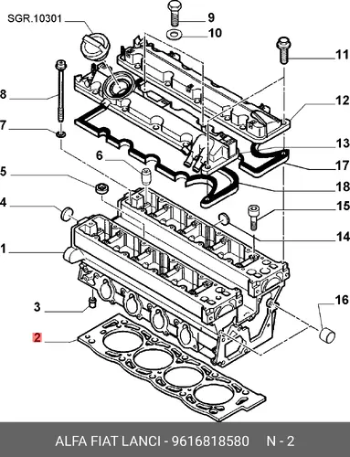 Прокладка ГБЦ LANCIA 9616818580