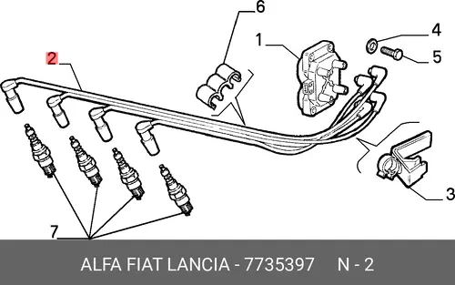 компл. высоковольт. проводов Fiat 7735397