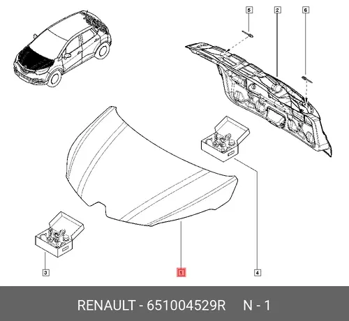 HOOD ASSY 651004529R RENAULT