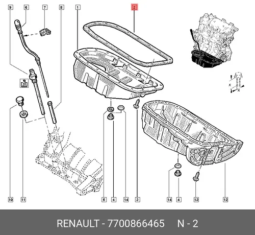 ПРОКЛАДКА КАРТЕРА (РЕЗ) 7700866465 RENAULT
