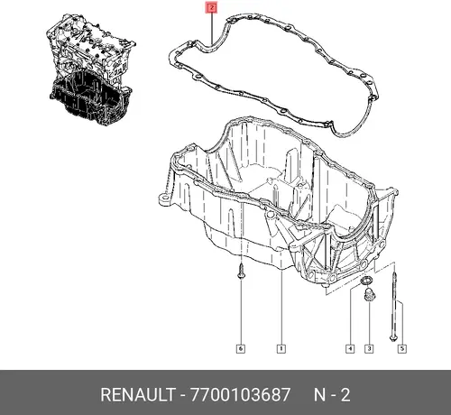Прокладка масляного поддона RENAULT 7700103687