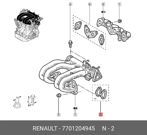 Прокладка коллектора RENAULT 7701204945