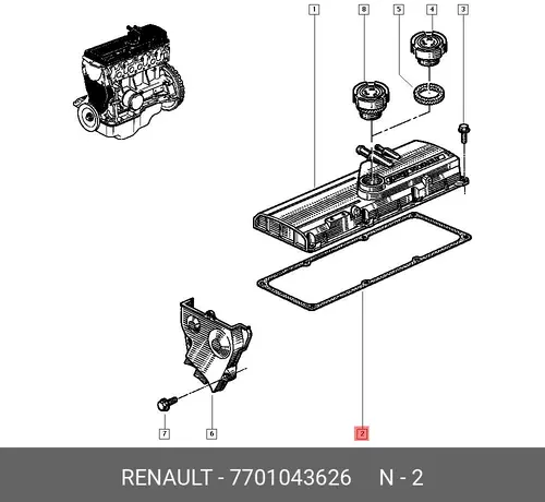 Прокладка клапанной крышки RENAULT 7701043626