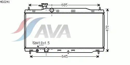 Радиатор системы охлаждения двигателя AVA HD2241