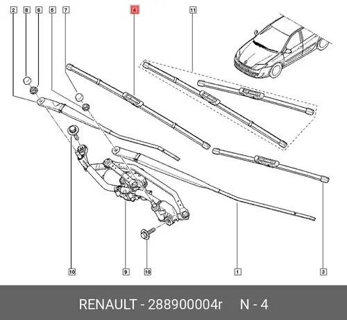 Щетка стеклоочистителя 288900004R RENAULT