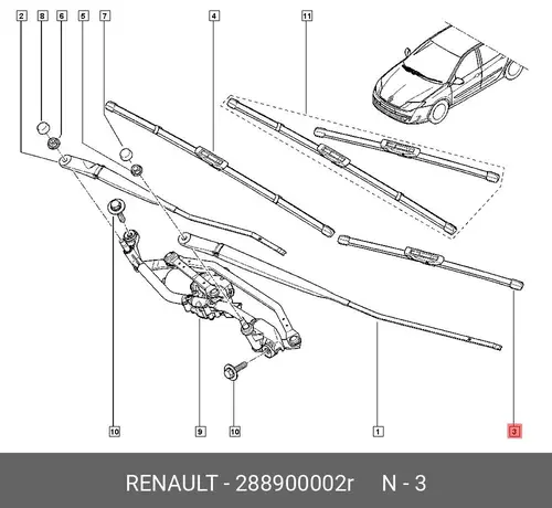Щетка стеклоочистителя 288900002R RENAULT