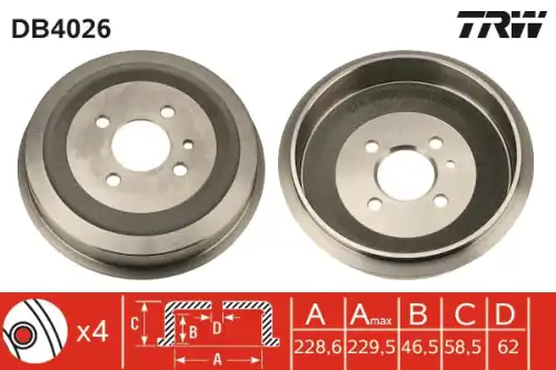 Тормозной барабан TRW DB4026