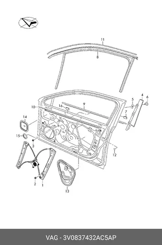 Уплотнитель двери VAG 3V0837432AC5AP