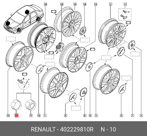 БОЛТ КОЛЕСА 402229810R RENAULT