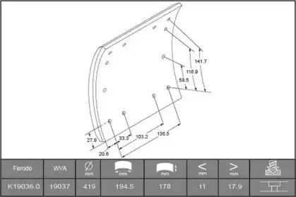 накладки тормозные STD 19036 B2858927 ABEX