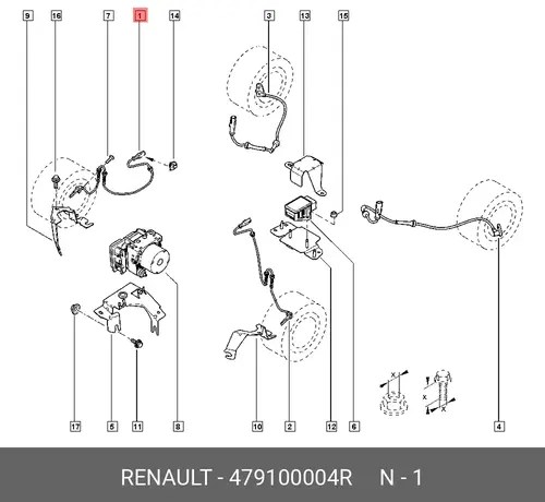 Датчик ABS RENAULT 47 91 000 04R