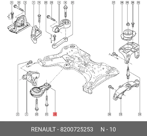 Подушка крепления двигателя RENAULT 8200725253