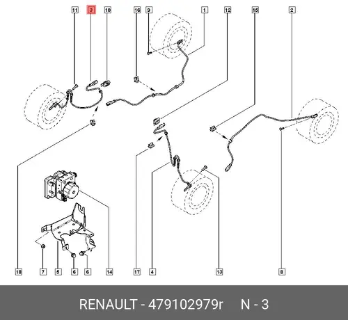 479102979R ДАТЧИК СКОРОСТИ КОЛЕСА ПЕР RENAULT