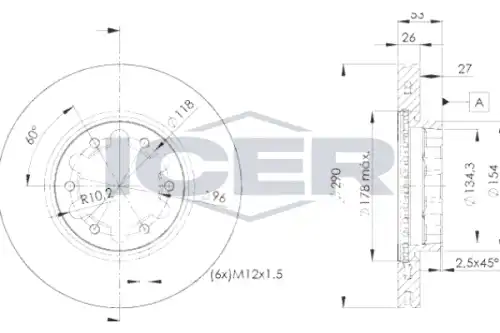 Тормозной диск ICER 78BD6031