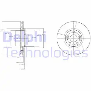 Тормозной диск DELPHI BG3924 вентилируемый , передняя ось