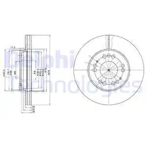 Тормозной диск DELPHI BG2765 вентилируемый , передняя ось