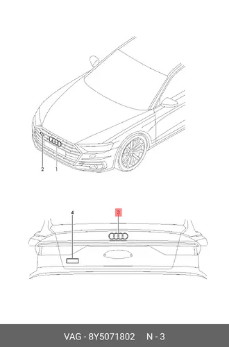 Эмблема AUDI 8Y5071802 VAG