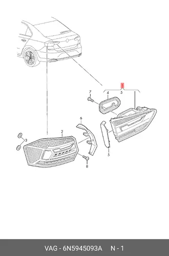 Фара противотуманная VAG 6N5945093A