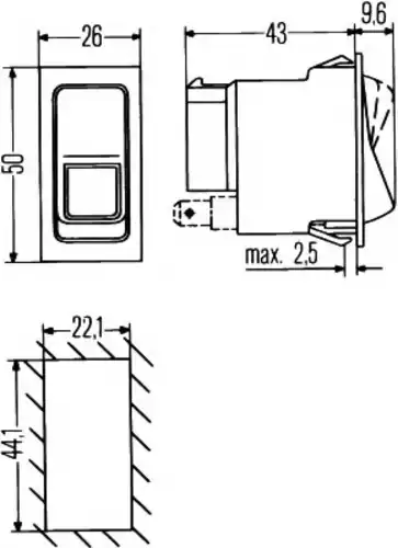 6FH 004 570-101 Button switch-key HELLA
