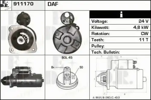 Стартер EDR 911170