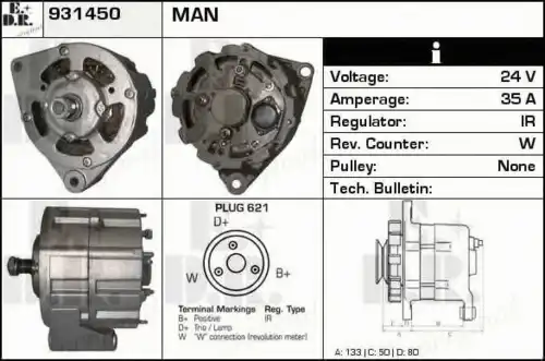 генератор MAN 931450 EDR