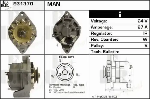 генератор MAN 931370 EDR