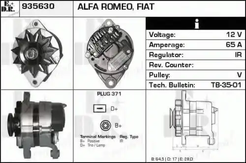 генератор Fiat 935630 EDR
