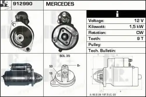 шестерня стартера c бендиксом MB 912990 EDR
