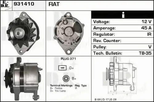 генератор Fiat 931410 EDR