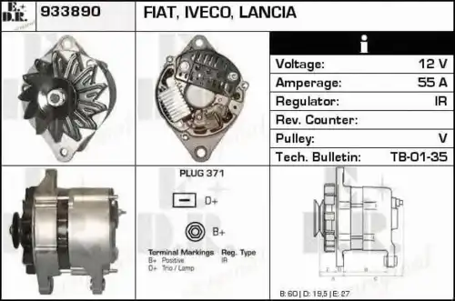 генератор Fiat 933890 EDR