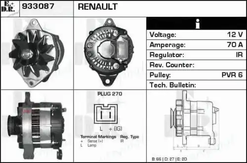 генератор Opel 933087 EDR