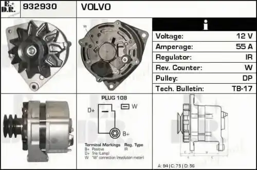 генератор Audi 932930 EDR