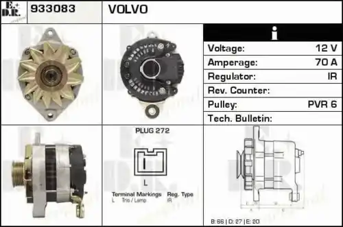 генератор Ford 933083 EDR