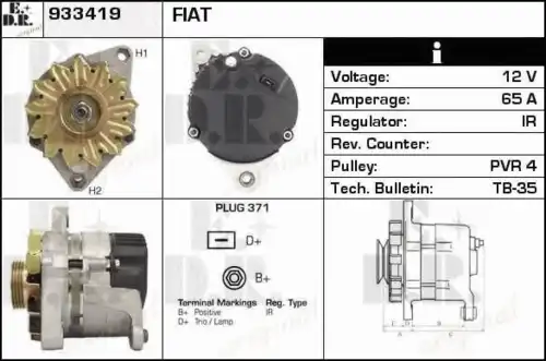 генератор Fiat 933419 EDR