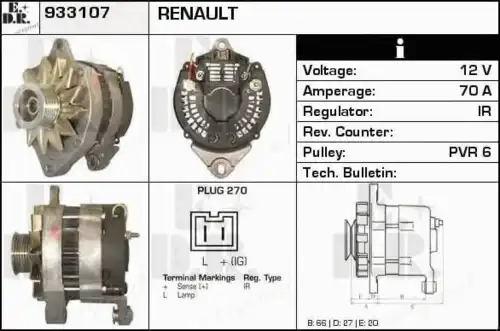 генератор Opel 933107 EDR