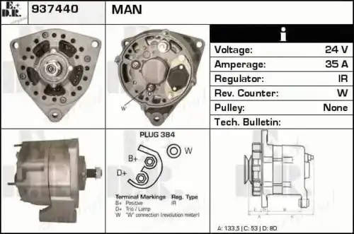 генератор MAN 937440 EDR