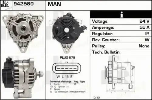 генератор MAN 942580 EDR