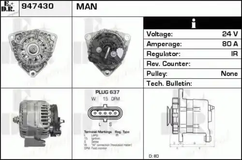 генератор MAN 947430 EDR