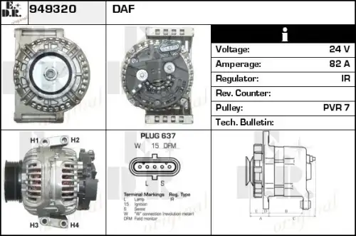 генератор DAF 949320 EDR