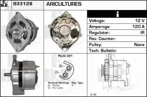 генератор Ford 933128 EDR