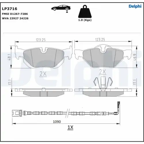 Тормозные колодки дисковые DELPHI LP3716