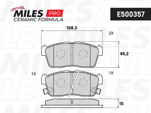 Тормозные колодки дисковые передняя ось MILES E500357