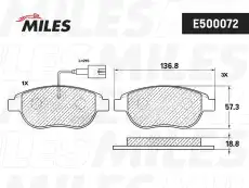 Тормозные колодки дисковые передняя ось MILES E500072