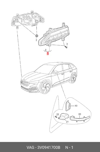 Фара противотуманная VAG 3V0941700B