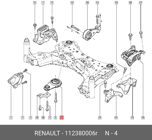 Подушка крепления двигателя RENAULT 112380006R