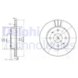 Тормозной диск DELPHI BG3555 вентилируемый , передняя ось