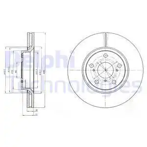 Тормозной диск DELPHI BG4236 вентилируемый , передняя ось