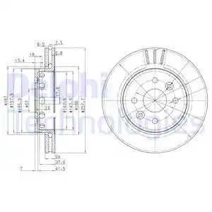 Тормозной диск DELPHI BG3803 вентилируемый , передняя ось