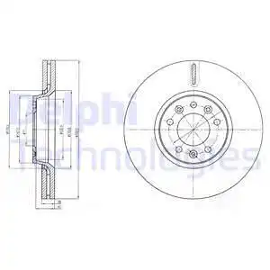 Тормозной диск DELPHI BG4083 вентилируемый , передняя ось